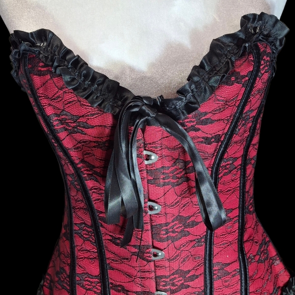 Red and Black Corset Women Size X-Small - Picture 6 of 16